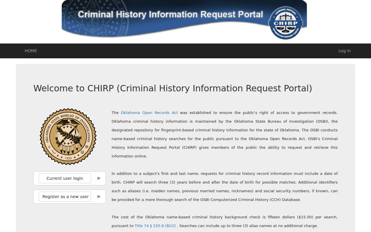 Coal County warrant lookup criminal history fallback source