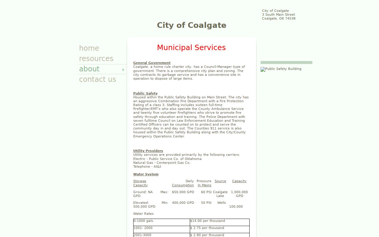 Coalgate warrant records public safety building source