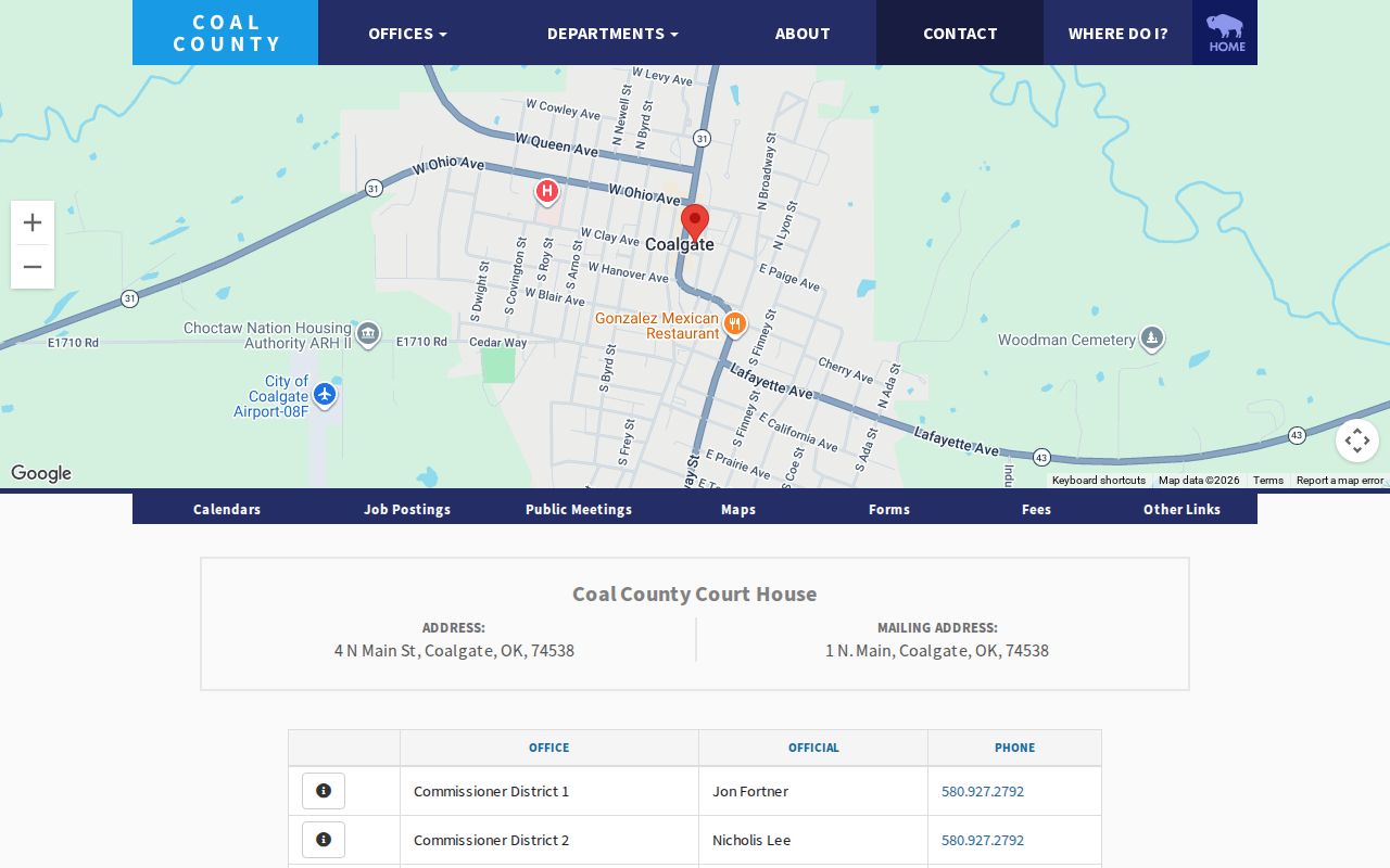 Coal County warrant records official county contact source
